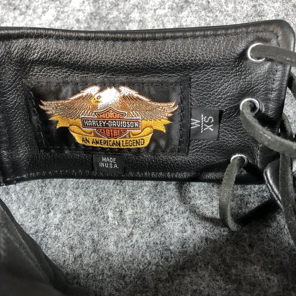 Harley-Davidson Chaps Womens XS Black Leather Motorcycle Riding Zip 98480-98VW - Picture 9 of 16